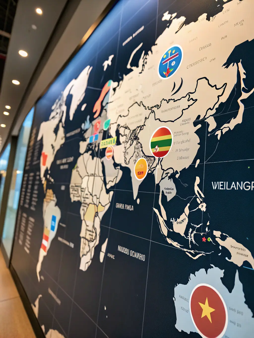 A world map highlighting various countries and languages available on the SpeakSwap app.